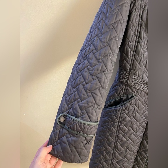 Cole Haan jacket quilted belted grey zip up women Medium - Picture 5 of 13